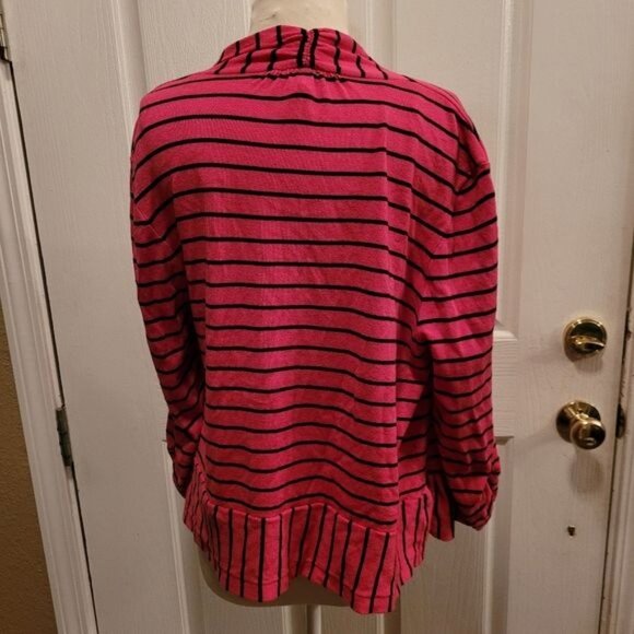 Torrid cardigan knit sweater size 1 1X black pink soft rockabilly ruffle Trim - Picture 7 of 7